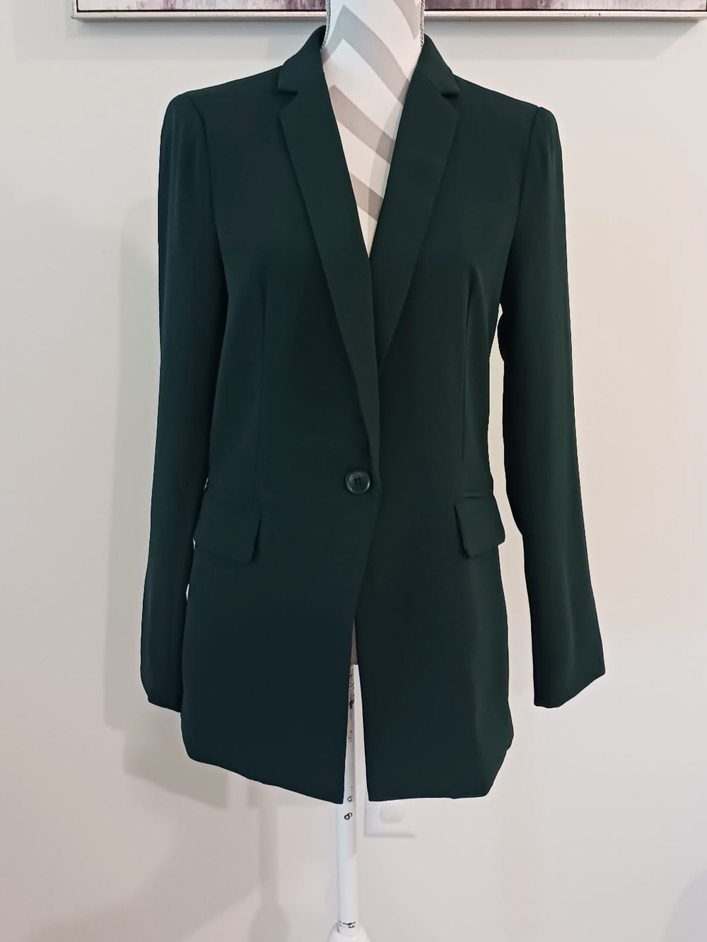 Adrianna Papell Solid Warm Crepe Lined Long Blazer